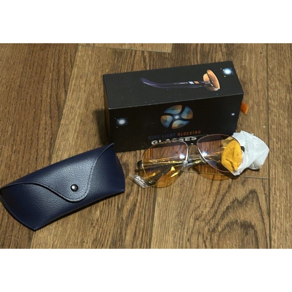 Blue Light Blocking Glasses Light Amber Lens Retro Style New In Box